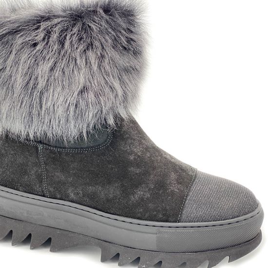 Полусапоги Pertini черные замшевые МЕХ - фото 5, 