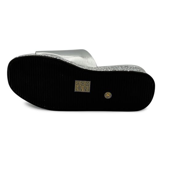 Шлепанцы Francesco V серебристые кожаные со стразами - фото 4, T118 FV ARGENTO