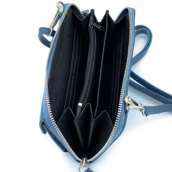 Мини-клатч Di Gregorio синий кожаный - фото 5, 