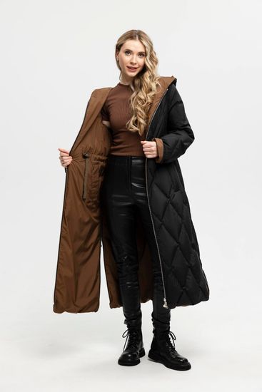 Пальто - пуховик Tuffoni черно-коричневый - фото 2,
