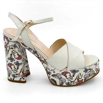 Босоножки Rosso&amp;Nero кожаные белые на платформе - фото 1, 3867 RN