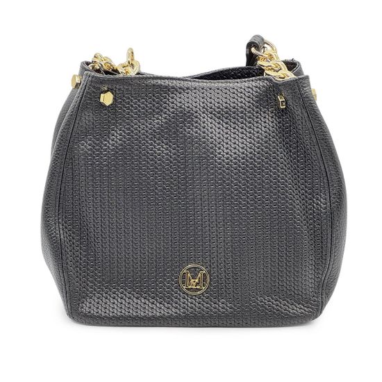 Сумка MOT CLE черная кожаная с &quot;золотой&quot; фурнитурой - фото 1, COFFA MOT NERO GOLD