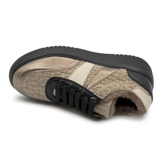 Кеды MOT CLE бежевые/золотистые кожаные на меху - фото 5, MOT3154W MOT