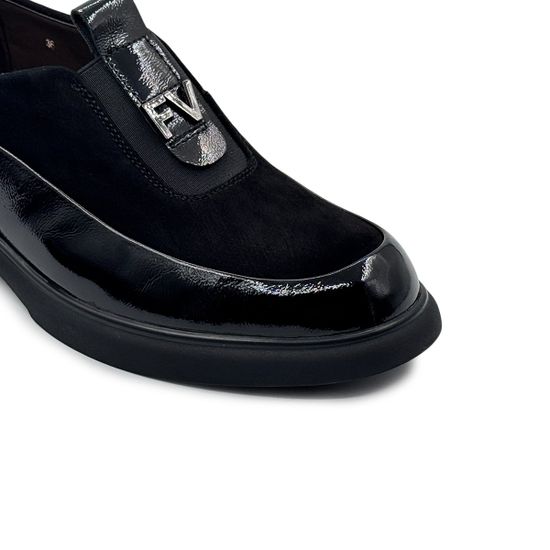 Полуботинки Francesco Valeri черные лак/замша демисезонные - фото 6, U26 FV