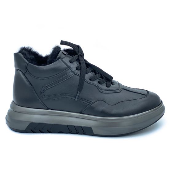 Кроссовки Lab Milano черные кожаные МЕХ - фото 1, ZEN10385 LAB