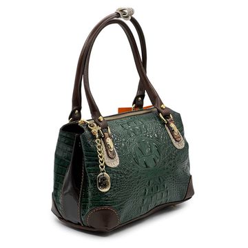 Сумка Marino Orlandi зелено-коричневая кожаная тиснение &quot;крокодил&quot; - фото 2, 4634 MO VERDE COCCO