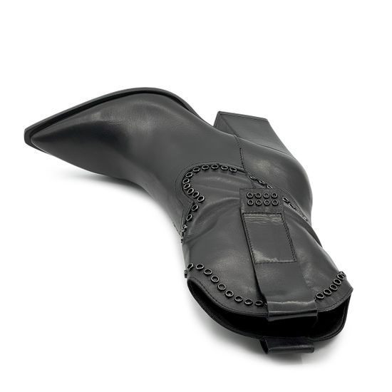 Полусапоги казаки MIMMU черные кожаные демисезонные - фото 5, M2726M11 MIM NERO