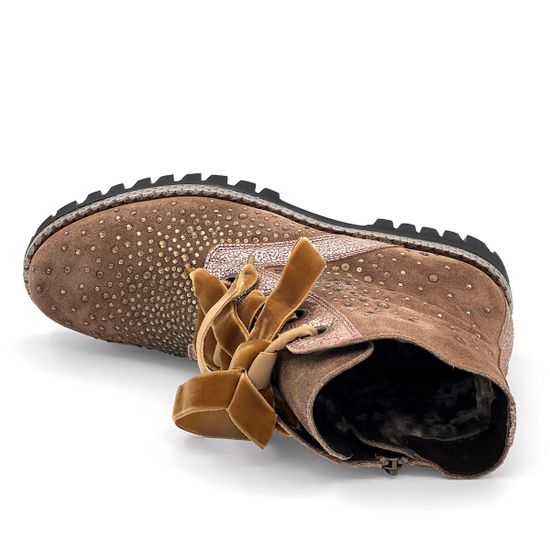 Ботинки Marzetti коричневые замшевые МЕХ стразы - фото 5, 