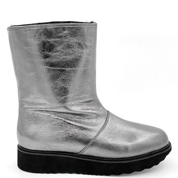 Ботинки Cover платиновые кожаные МЕХ - фото 1, 8085-2 COV