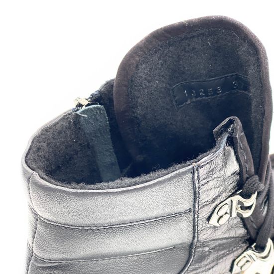 Ботинки Lab Milano черные комбинация кожи и наплака ШЕРСТЬ - фото 7, 