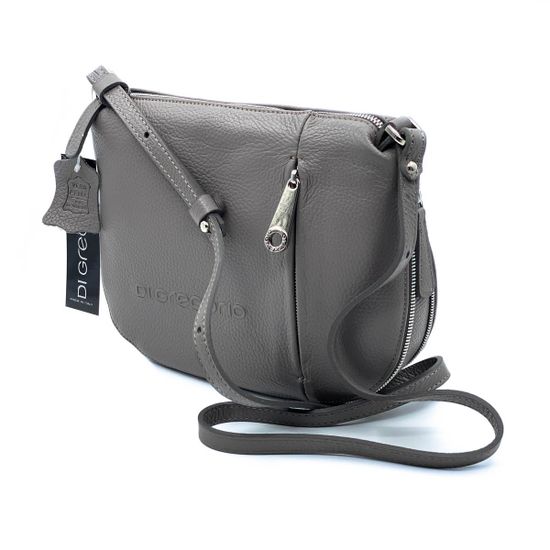 Сумка Di Gregorio серая кожаная кросс-боди - фото 2, 