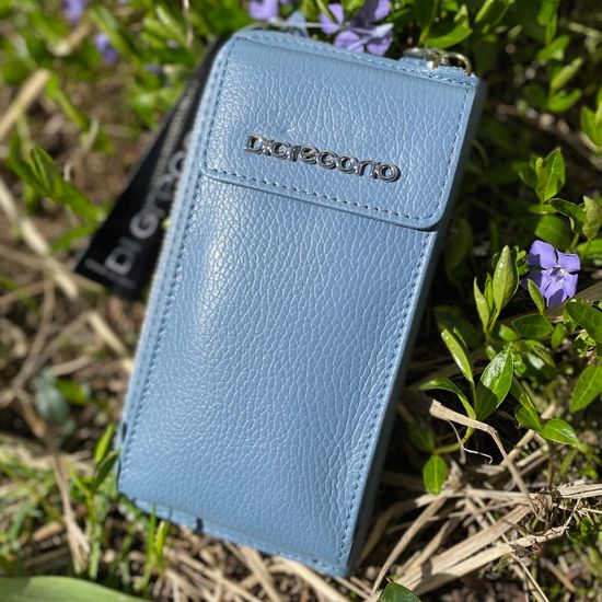 Сумочка Di Gregorio кросс-боди синяя кожаная маленькая - фото 2, 