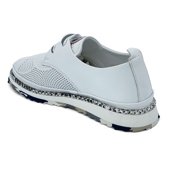 Полуботинки Lab Milano белые кожаные с перфорацией и шнурками - фото 3, 