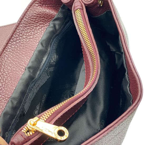 Клатч Di Gregorio бордовый кожаный - фото 5, 