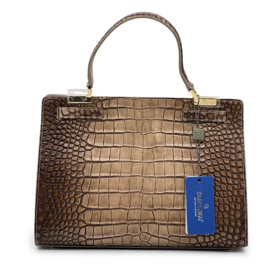 Сумка Gilda Tonelli коричневая кожаная тиснение &quot;крокодил&quot; - фото 3, 1077 TON COCCO