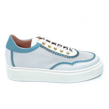 Кеды Ilasio Renzoni бело-голубые кожаные - фото 1, 4934 IR BLU