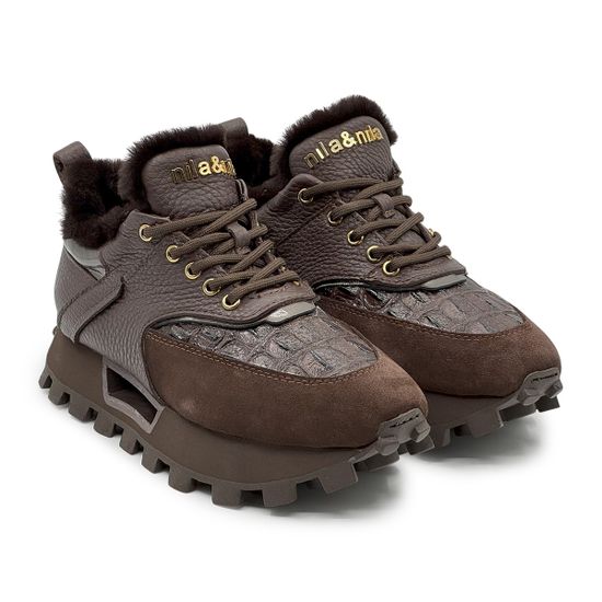 Кроссовки NILA&NILA коричневые замша/кожа на меху - фото 9, NO9012M NIL TDM