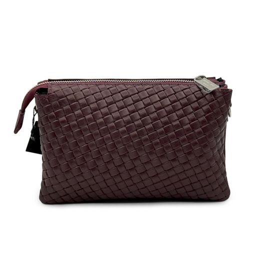 Клатч Renato Angi бордовый кожаный плетенный - фото 3,