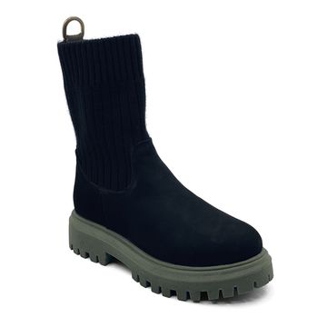 Ботинки Nila Nila черные кожаные на меху на зеленой подошве - фото 2, ZN26285M NIL NERO VERDE