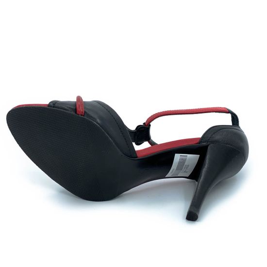 Босоножки Cover черно-красные кожаные - фото 4, 