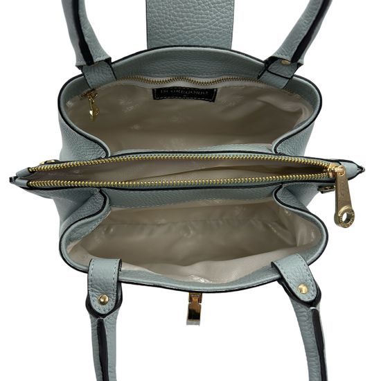 Сумка Di Gregorio серо-голубая кожаная - фото 6, 6002 DG CIELO