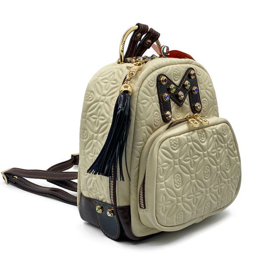 Рюкзак женский Marino Orlandi  кожаный бежево-коричневый - фото 2, 