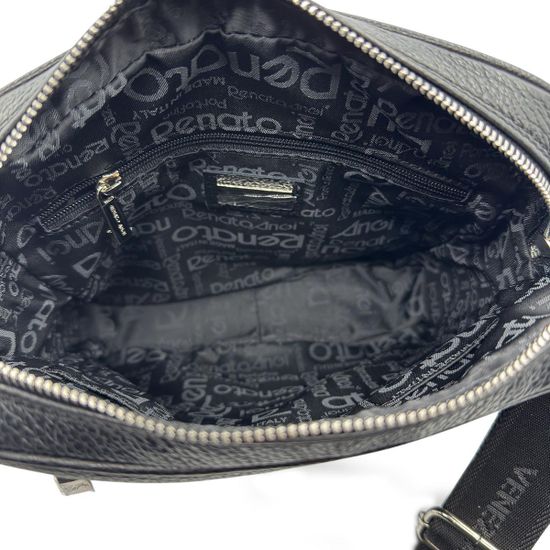 Сумка "почтальон" Renato Angi черная кожаная - фото 5, 3354101 RA