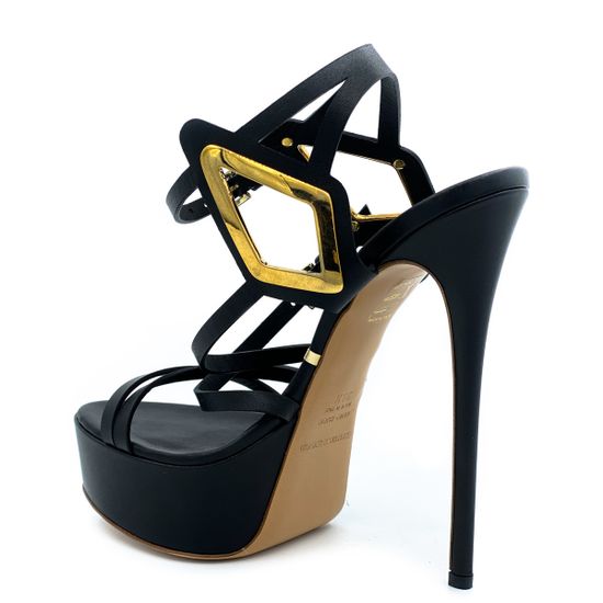 Босоножки Gianmarco Lorenzi черные кожаные - фото 3, 