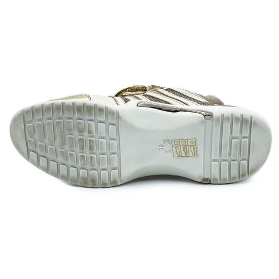 Кроссовки Lab Milano бежево-золотые кожаные - фото 4, 