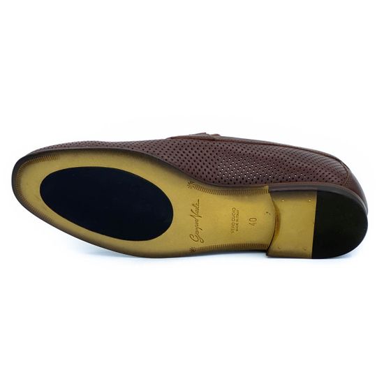 Туфли Giampieronicola коричневые кожаные со сквозной перфорацией - фото 4, T42922 GPN