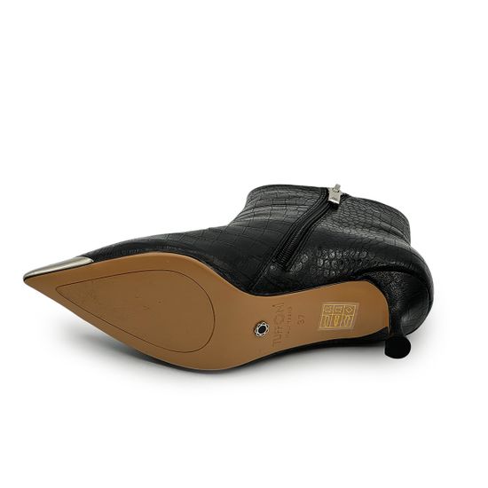 Ботильоны TUFFONI черные кожаные тиснение &quot;крокодил&quot; на байке - фото 4, 3524066LB TUF NERO