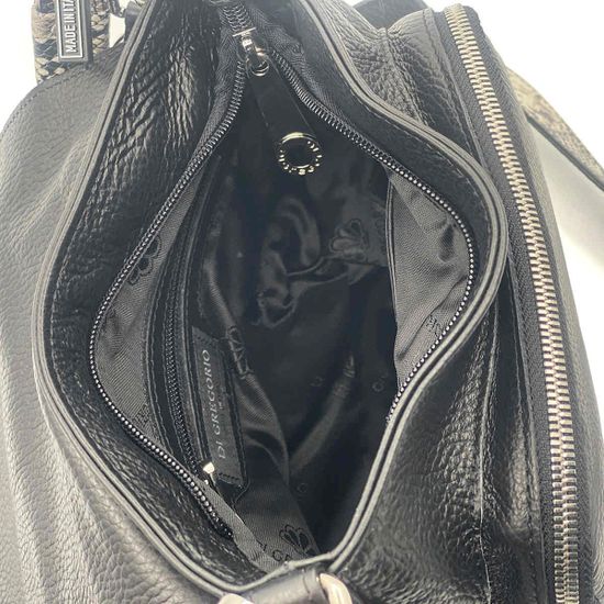 Сумка Di Gregorio черная кожаная с ручкой под питон - фото 5, 