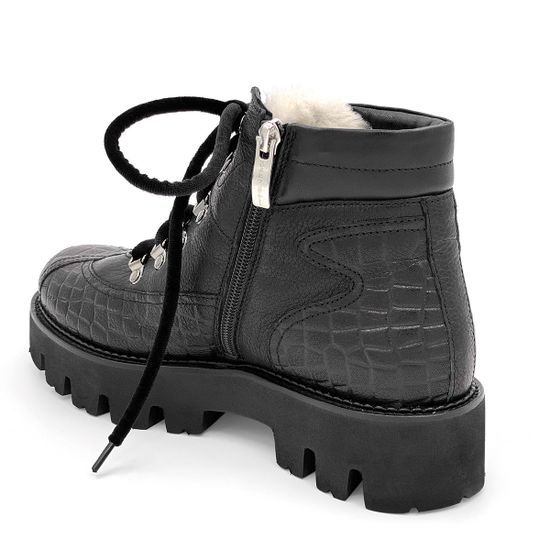 Ботинки Marzetti черные кожаные МЕХ - фото 3, 