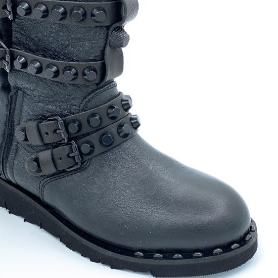 Полусапоги Mimmu черные кожаные МЕХ - фото 6, BOOTH1 MIM