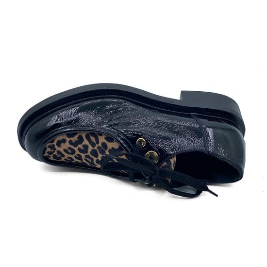 Полуботинки NILA  NILA черные с леопардовым принтом лакированные демисезонные - фото 5, N2336NL NIL NERO