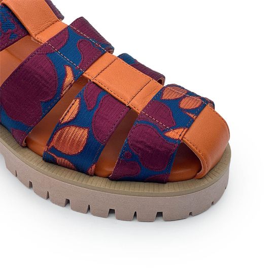 Сандалии NILA&amp;NILA текстиль/кожа бордо/рыжие - фото 6, GIO24002 NIL