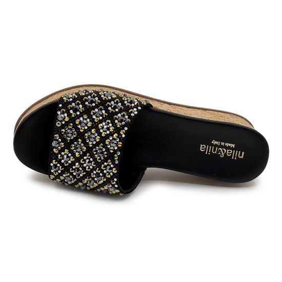 Сабо NILA&amp;NILA черные кожаные со стразами - фото 5, PERT02F NIL