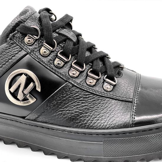 Кеды Giampieronicola черные кожаные МЕХ - фото 6, 16669A GPN