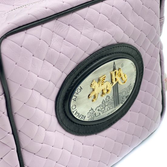 Сумка Renato Angi кросс-боди розовая кожаная  плетеная - фото 4, 