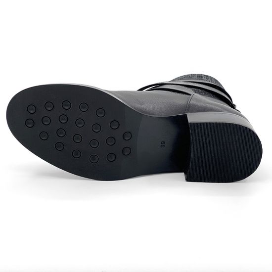 Ботинки Cover черные кожаные МЕХ - фото 4, 6369-2 COV