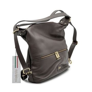 Сумка-рюкзак NILA&amp;NILA коричневая кожаная - фото 2, BNN7031 NIL MORO