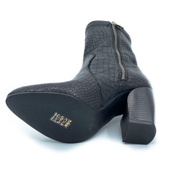 Полусапоги Mimmu черные кожаные демисезонные тиснение под крокодила - фото 4, FK281Z19 MIM