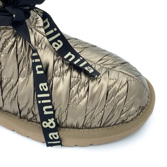 Ботинки Nila&amp;Nila золотые текстиль МЕХ - фото 6, 