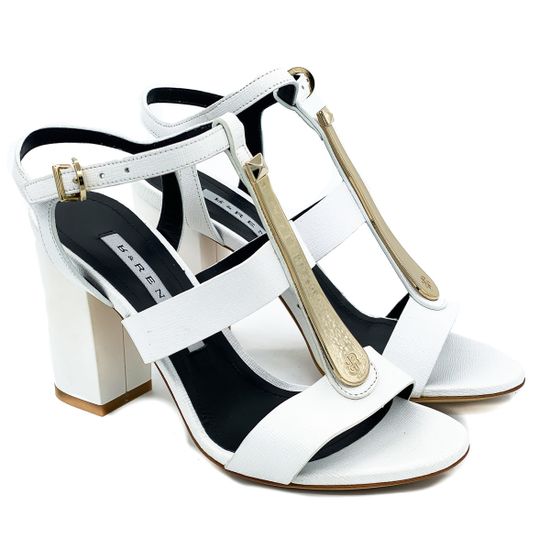 Босоножки Renzi кожаные белые с металлическим язычком - фото 7, 