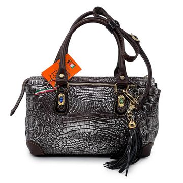 Сумка Marino Orlandi коричневая кожаная тиснение крокодил - фото 1, 4945 MO MORO