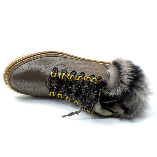 Ботинки женские Lab Milano бежевые МЕХ - фото 5, A21126-2 LAB