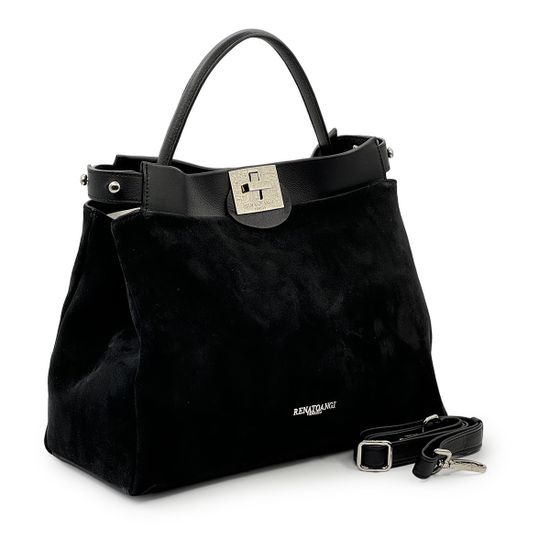 Сумка Renato Angi черная замша/кожа - фото 2,