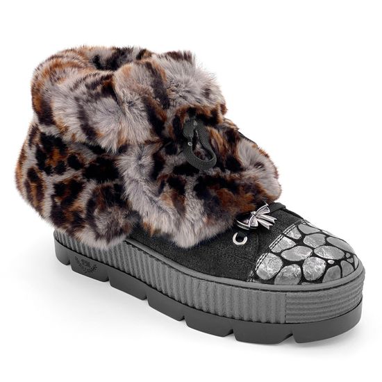 Ботинки Marzetti черные замшевые МЕХ с лазерной обработкой - фото 2, 