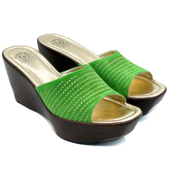 Сабо Santini замшевые зеленые - фото 7, 