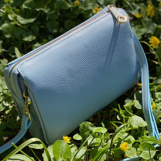 Клатч Di Gregorio голубой кожаный - фото 3, 